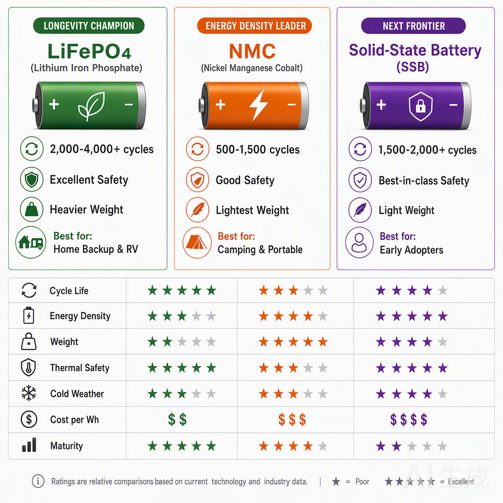 LiFePO4 vs NMC vs Solid-State Battery: Which Is Best for Your Portable Power Station?