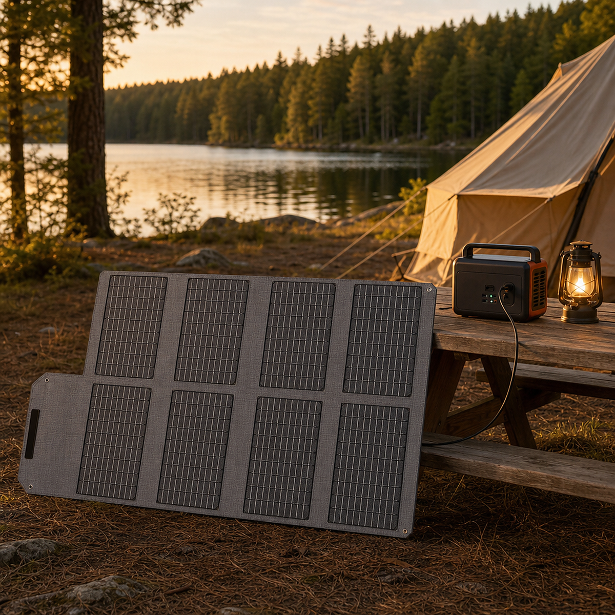 NEJoye S080 Pro 80W Foldable Solar Panel, Portable Solar Charger with USB-C & QC3.0 Outputs, 23.5% Mono Cells, IP67 Waterproof, 8-Panel Briefcase Design with Carry Handle, for Camping, RV, Emergency