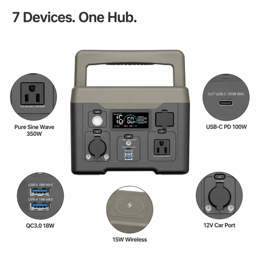 NEJoye D350 Portable Power Station 284Wh | 350W NMC Battery for Outdoor Office & Work