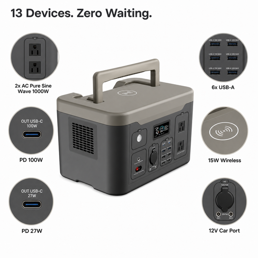 NEJoye D1000 Portable Power Station 1089Wh | 1000W NMC Battery for Emergency Repair & Power Tools