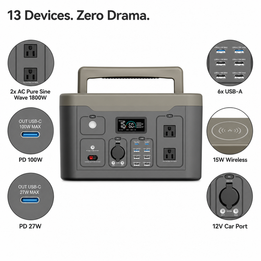 NEJoye D1800 Portable Power Station 1306Wh | 1800W NMC Battery for Blizzard & Emergency Power Supply