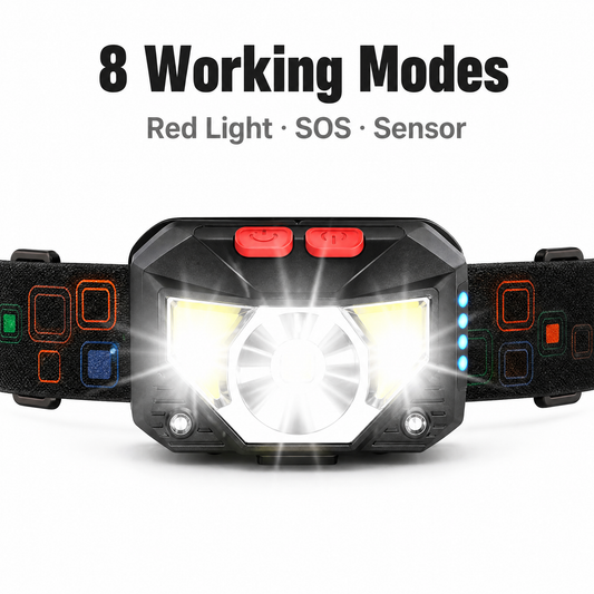 NEJoye A006 LED Headlamp – 1200 Lumens, Motion Sensor & USB Rechargeable