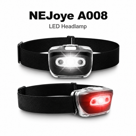 NEJoye A008 LED Headlamp – 180 Lumens, 7 Modes & 45° Adjustable Angle