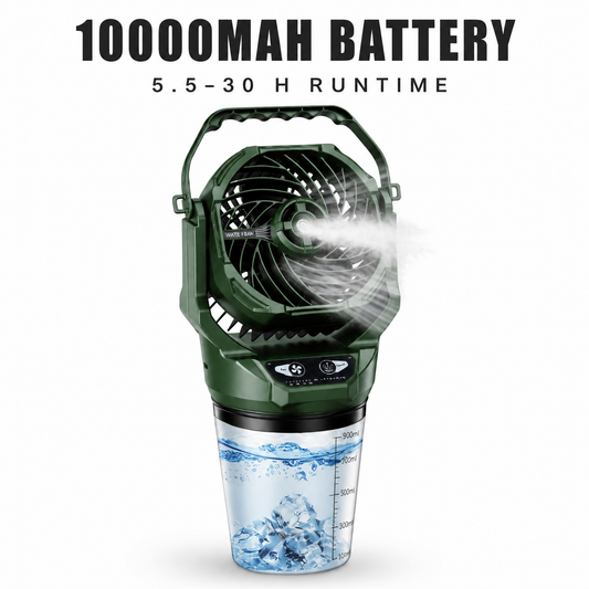 NEJoye A017 Portable Misting Fan – 10000mAh, IPX5, Cup-Holder Design