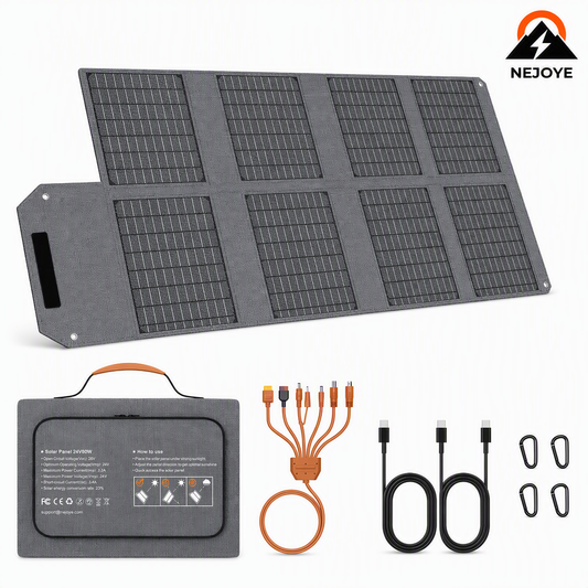 NEJOYE S080pro 80W portable folding solar panel, with 8-fold design, suitable for hiking and camping trips